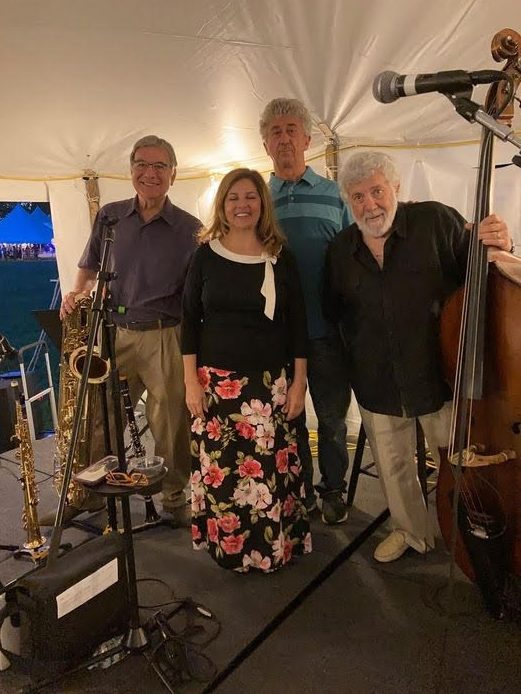 Left to right: Dominic Poccia, Frances Rahaim, Alex Nakhimovsky, Don Baldini (Amherst College 60th Reunion Banquet)